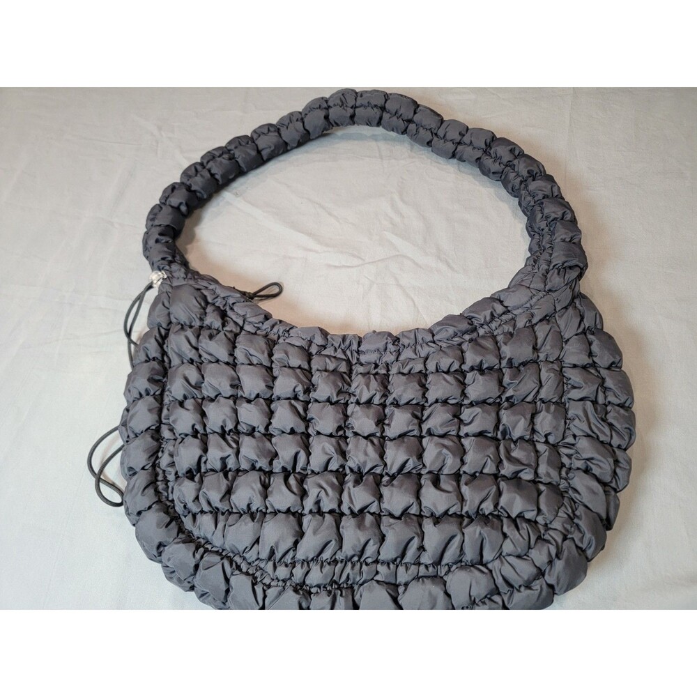 Claire’s Black Puffer Hobo Shoulder Bag Ruched Quilted Nylon Y2K Purse